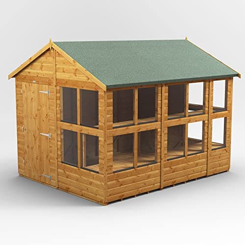 Image of Powersheds High Grade Premium Apex Potting Potting Greenhouse Wooden Shed with Security Features, PVC Window sills, Door & Window Flexibility, made from 12mm Extra Thick Timber & Toughened Glass