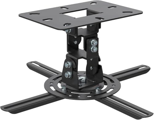 Image of XINLEI Projector Ceiling Wall Mount, Universal Projector Wall Mount with 360°Rotation, ±20°Swivel and ±15°Tilt, Heavy Duty Adjustable Clamp, Capacity 13.6kg, Black PR14B