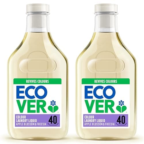 Image of Ecover Concentrated Bio, Laundry Detergent, Colour Laundry Washing Liquid, Apple Blossom & Freesia, 2x Pack of 40 Washes, 2x 1.43L