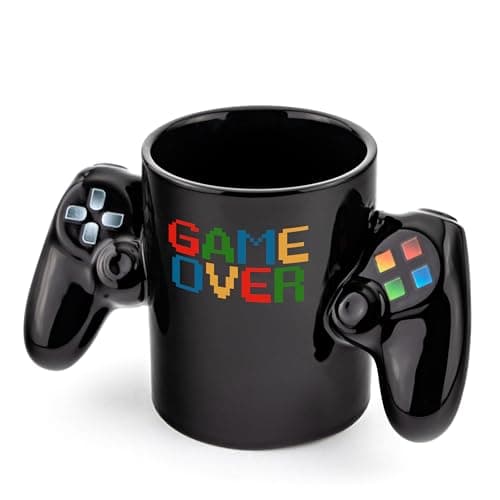 Image of Froster Controller Mug for Gamers - Game Over, Gaming Mug 350 ml, Gamepad, Gamer Gift, Gamer Gifts Boys, Gamer Gadgets, Nerd Cup Black