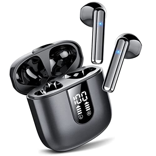 Image of Jesebang Wireless Earbuds, 2023 Bluetooth 5.3 Headphones, Stereo Earphones with ENC Mic, Headphones in ear earbuds Dual LED Display, 30H Playtime, Gym IP7 Waterproof, Nebula Black