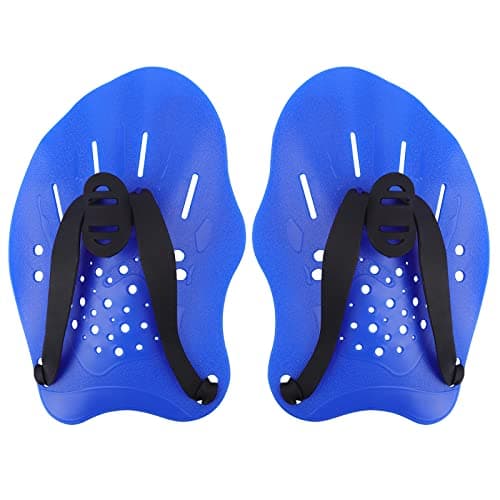 Image of HacoFlash Swim Paddles for Lap Swimming, HacoFlash Swim Training Hand Paddles with Adjustable Straps, Swimming Equipment for Women Men Children (1 Pair, Blue)