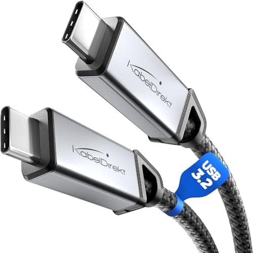 Image of KabelDirekt – USB C Cable All-purpose, USB 3.2 Gen 2, Metal Connectors + Braiding – 2m (for Data/Video with 20Gbps, Fast Charging with 240W, Universal Data/Charging/Monitor Cable, Black)