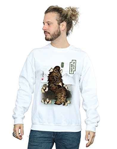 Image of Star Wars Men's The Last Jedi Japanese Chewbacca Porgs Sweatshirt Small White