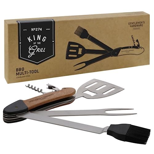Image of Gentlemen's Hardware BBQ Multi-Tool, Includes: Spatula, Fork, Bottle Opener and Corkscrew - The Ultimate Acacia Wood and Stainless Steel Grilling Companion, GEN274UK, 5-in-1