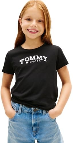 Image of Tommy Hilfiger Girl's Tommy FOIL TEE SS KG0KG08974 S/S T-Shirt, Black (Black), 16 Years