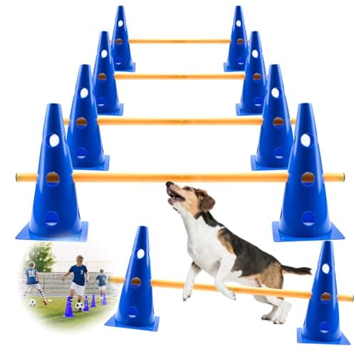 Image of Zazafolora Dog Agility Equipment Set, Cavaletti Poles for Dogs Agility Jumps, 32 cm Pet Training Cone Set, Adjustable Height, for Dogs, Pony Jumping Obstacles, Football Obstacle Training