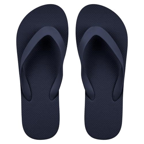 Image of Aomig Unisex Flip Flops Ladies Girl Men Flatform Beach Flip-Flop Slim Rubber Flip Flops Women's Yoga Mat Comfortable Beach Platform Sandals Slip-Resistant Flat Flip Flops(Dark Blue-UK Size-7-8)