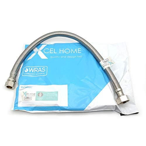 Image of Xcel Home™ 1x WRAS Approved 15mm Compression x 3/4" BSP (500mm Long) Flexible Tap Connector Pipes | Monobloc Mixer Tap Connectors Kitchen Sink/Bathroom Basin Stainless Steel Braided Flexi Pipe Tails