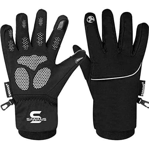 Image of Water Resistant & Windproof Thermal Winter Gloves Thinsulate TouchScreen Ski MTB Anti Slip Cycling Snowboarding Padded Palms Mountain Bike Mitts Men Women Driving Sports (Black, XL)