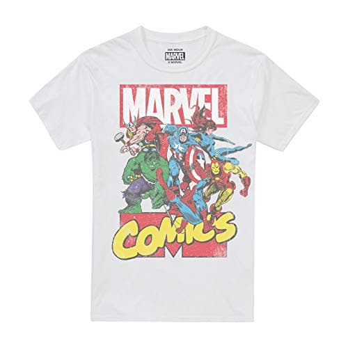 Image of Marvel Men's Call Out T Shirt, White (White White), S UK