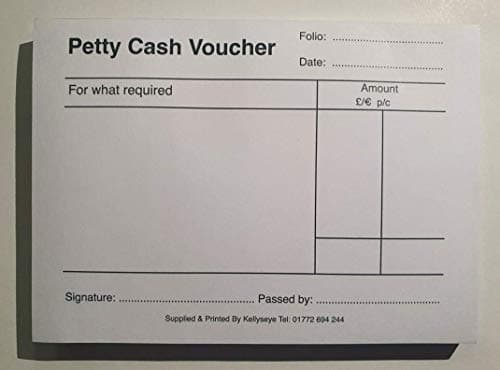 Image of 1X Petty Cash Voucher Book Pad Pre Printed Petty Cash Pad of 100 White Cash Slips