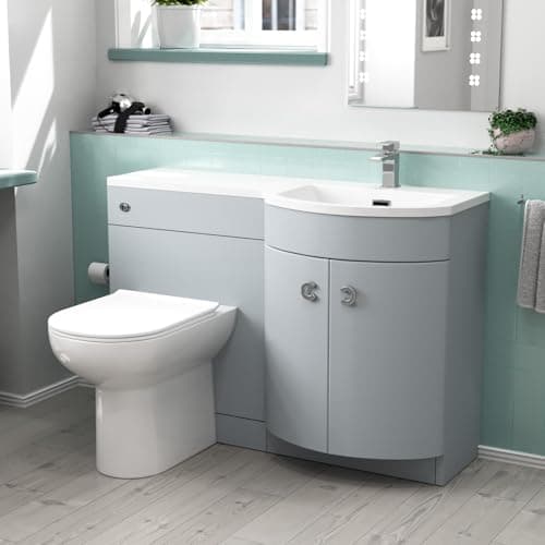 Image of Nes Home Matte Grey 1100mm Right Hand Sink Combination Vanity Unit & BTW Toilet