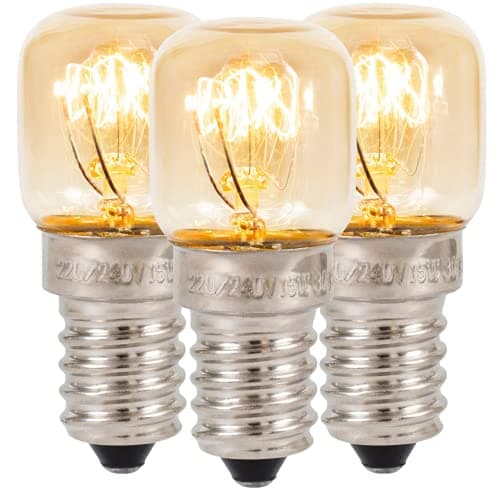 Image of Klass Home (3 Pack) Salt Lamp Bulb | Oven | Fridge | Small Screw E14 15W <300°C Dimmable Incandescent Bulbs Pygmy for Oven Light | Himalayan Salt Lamp Light | Lava Lamp