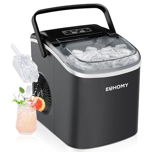 Image of EUHOMY Ice Maker Machine Countertop Ice Cube Maker, Self-Cleaning Function,9 Cubes in 6 Mins,Portable Ice Cube Maker Machines with Ice Scoop & Basket for Home/Kitchen/Office/Bar, Black