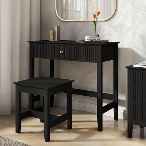 Image of Melody Maison Dressing Table & Stool Set - Hales Black Range