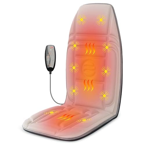 Image of Snailax Heated Vibration Back Massager - 10 Motors, 2 Heat Levels, Chair-Mounted for Office, Recliner, Sofa (UK Plug) – Christmas & Birthday Gift for Men, Mom, Dad