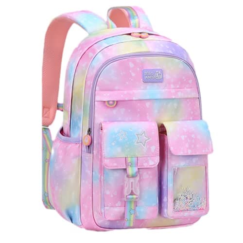Image of VIDOSCLA Cute Coloful Casual Daypack for Girls,Teens Elementary School Backpack,Primary Book Bags forTeens Gradient pink-S