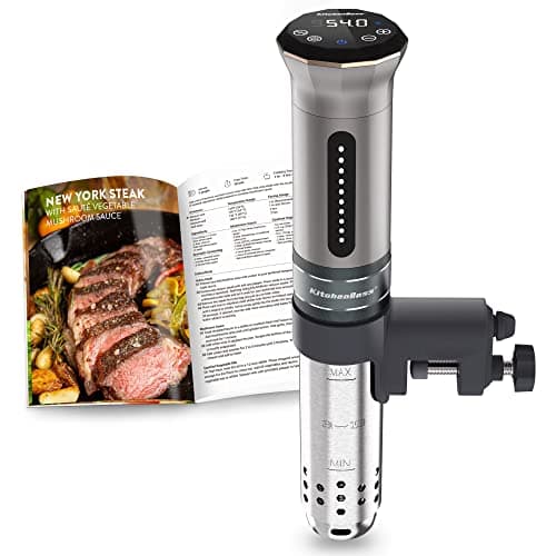 Image of KitchenBoss Sous Vide Cooker Ultra-Quiet Immersion-Circulator: Stainless Steel | G300 Silver Machine Brushless DC Motor |1100 Watts | IPX7 Waterproof