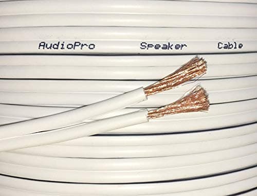 Image of AudioPro Speaker Cable Wire 13 AWG (2 x 234 Strands) Select 25m or 50m Reel Colour White/Clear Transparent HiFi Home Audio Surround Sound etc (50m Reel, White)