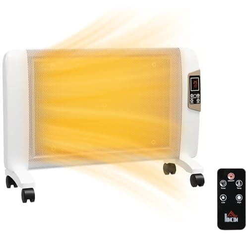 Image of HOMCOM Mica Electric Space Heater, Portable Heater for Home with 2 Heat Settings, Living Room, Study, Garage, Adjustable Temperature 18-30°C, 1000W/2000W, White