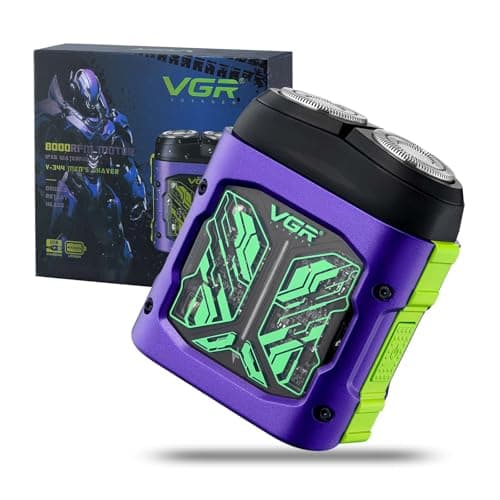 Image of VGR Mini Electric Shaver for Men, Travel Portable Shaver with Magnetic Double Rotary Heads for Easy Cleaning, Compact Face Mini Electric Razor with IPx6 Waterproof, USB Rechargeable, Purple