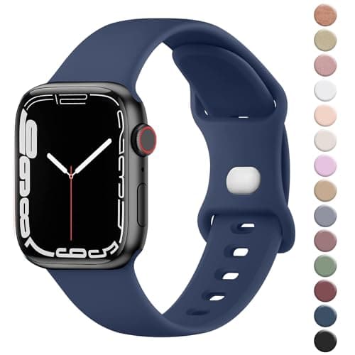 Image of Strap for Apple Watch Straps 49mm 46mm 45mm 44mm 42mm for Women Men, Soft Silicone Sport Band for iWatch Series 10 9 8 7 SE 6 5 4 3 2 1 Ultra (Navy Blue,49mm/46mm/45mm/44mm/42mm(Series 3 2 1))