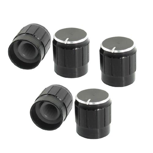 Image of sourcingmap 5 Pcs Black Metal 6mm Knurled Shaft Insert Dia. Potentiometer Control Knobs