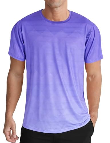 Image of APTRO Men’s T-Shirts Gym T Shirts for Men Moisture Wicking Athletic Breathable Running Tops Quick Dry Short Sleeve T-Shirt Purple L