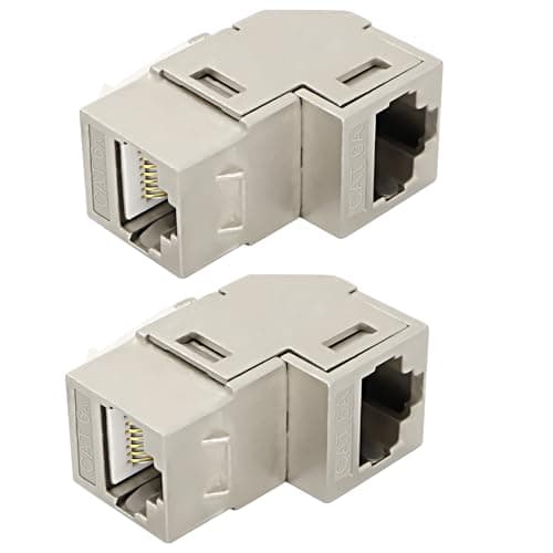 Image of MEIRIYFA RJ45 Ethernet Coupler, 10Gbps 90 Degree Cat6A RJ45 Female to Female Adapter Ethernet Keystone Jack, LAN Network Extender Connector for Cat6A, Cat6, Cat5e, Cat5 (2 Pack, Silver)