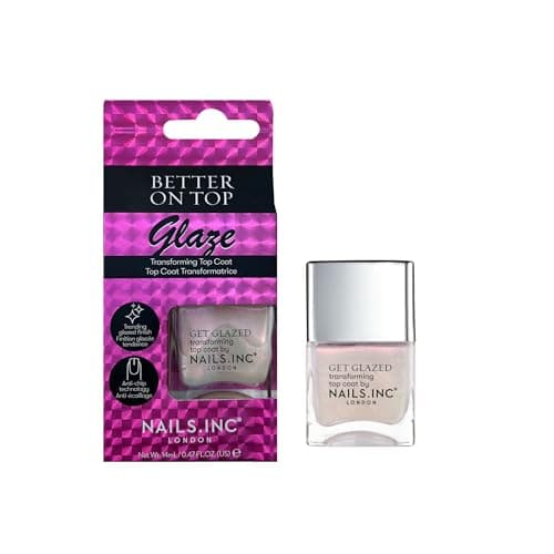 Image of Nails Inc Better On Top, Get Glazed, Glossy, Shimmery, Top Coat, No Chip, Long Lasting, Quick Dry, Air Dry, Professional Manicures & Pedicures, Fingernails & Toenails, Vegan Nail Polish, 14 ML