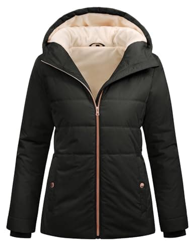 Image of RITOSTA Womens Winter Puffer Jacket Short Ladies Down Coats Padded Quilted Jackets Warm Coat Water Repellent Parka Zip up Casual Outdoor Overcoat with Hood Pocket(Black,XXL)