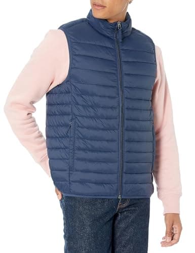 Image of Amazon Essentials Men's Lightweight Water-Resistant Packable Puffer Gilet, Navy, L