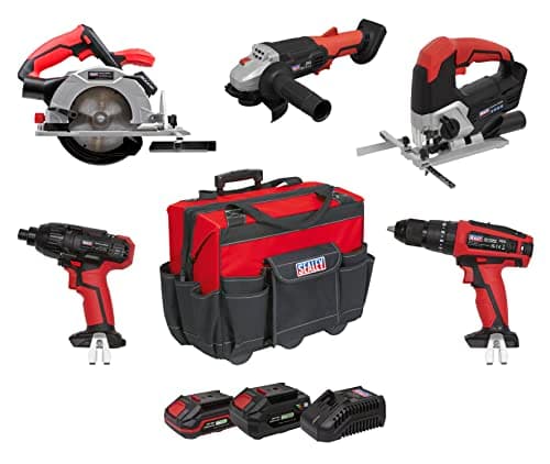 Image of Sealey, 5 x 20V SV20 Series Cordless 5 Tool Combo Kit - 2 Batteries - CP20VCOMBO13