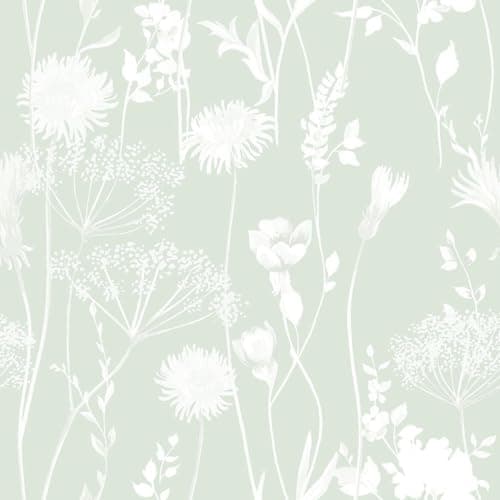 Image of Catherine Lansfield Meadowsweet Floral Wallpaper Green