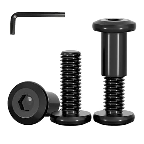 Image of YOOZIYA 10 pcs M4x4mm Furniture Connector Bolts Barrel Nuts A2 304 Stainless Steel Sleeve Screws,Black Hex Socket Cupboard Joining Binding Bolts with Allen Key for Cabinet,DIY,Wood Boards