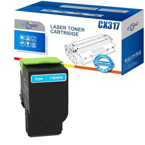 Image of ECSC Toner Cartridge For Printer, Compatible With Lexmark CS317dn CS417dn CS517de CX317dn CX417de CX517de (Cyan, 1-Pack)
