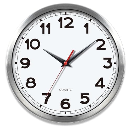 Image of AYRELY® Wall Clock – 10-Inch Silent Non-Ticking Metal Wall Clock, Classic Analogue Battery-Operated Design for Kitchen, Bedroom, Living Room, Office or Bathroom (Classic - 10in)