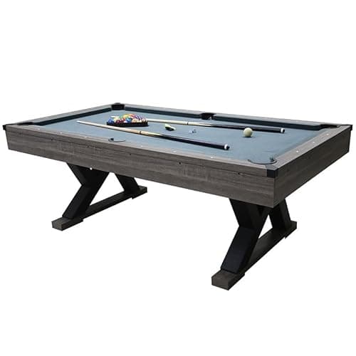 Image of 7ft Family Snooker Pool Table – Unique Design – Includes All Accessories – Indoor Game for Kids & Adults (Grey Cloth with Wood Grain Cabinet)