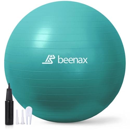 Image of Beenax Thick Strong Exercise Pregnancy Ball 55cm 65cm 75cm, Anti-Burst Gym Swiss Ball with Pump Included for Yoga, Fitness, Labour, Pilates, Stability, Balance