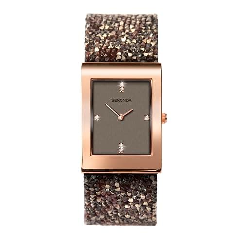 Image of Sekonda Seksy Rocks Ladies Analogue Watch with Bronze Stone Set Leather Strap 2653