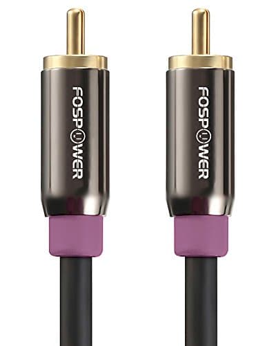 Image of FosPower Subwoofer Cable (3.0M/10FT), [24K Gold Plated | Dual Shieldeded] RCA Subwoofer Audio Cable Connector for Surround Sound/Dolby Digital/DTS - Male to Male