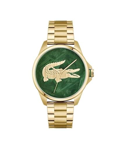 Image of Lacoste Three Hand Quartz Movement Watch for Men LE Croc Collection with Gold Colored Stainless Steel Bracelet - 2011394