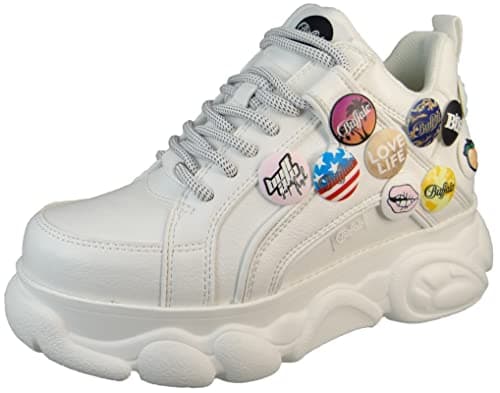 Image of Buffalo CLD Corin Button Women's Low Top Trainers 1630884 White, White, 8 UK
