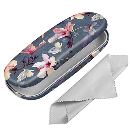 Image of FINTIE Hard Shell Glasses Case for Women Men - Fashion Reading Eyeglasses Case Protective Spectacle Cases with Cleaning Cloth