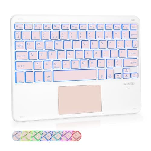 Image of LAMA 7 Colors Backlit Wireless Keyboard With Touchpad, Portable Bluetooth Ultra Slim Tablet Universal Mini Keyboard for iPad/Tablet/iOS/Android/Windows/Laptop/Computer/Phone