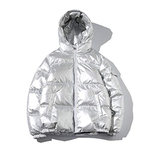 Image of Enhome Padded Jacket Men's Hooded Jacket Thick Ultrawarm Winter Coat Windproof Outerwear - Microfibre Filler - for Winter Travelling, Walking, Ski Jacket (Silver,M)