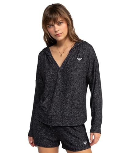 Image of Roxy Knit top V Neck SATURDAZE Cosy Hoodie Young Womens Black L
