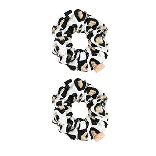 Image of The Vintage Cosmetic Company Hair Scrunchies, Lightweight Soft Microfibre Absorbs Moisture from Wet Hair, Scrunchie Set for Women and Girls, Leopard Print Design 2 Set