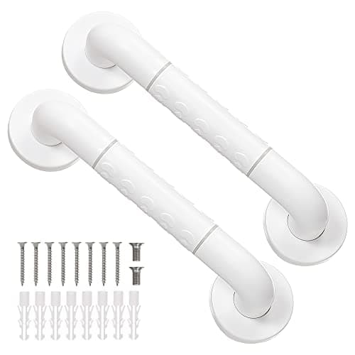 Image of Fanwer 2 Pack Anti Bathroom Grab Rail,White Stainless Steel Shower Hand Rail,Safety Hand Rail Support for Elderly, Children and Disability